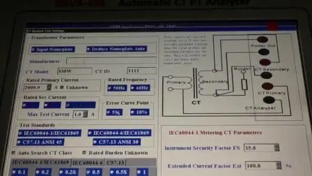 Cina Analizzatore portatile CT PT dell'attrezzatura di prova del trasformatore di corrente automatico IEC60044 ad alta precisione dell'attrezzatura elettrica